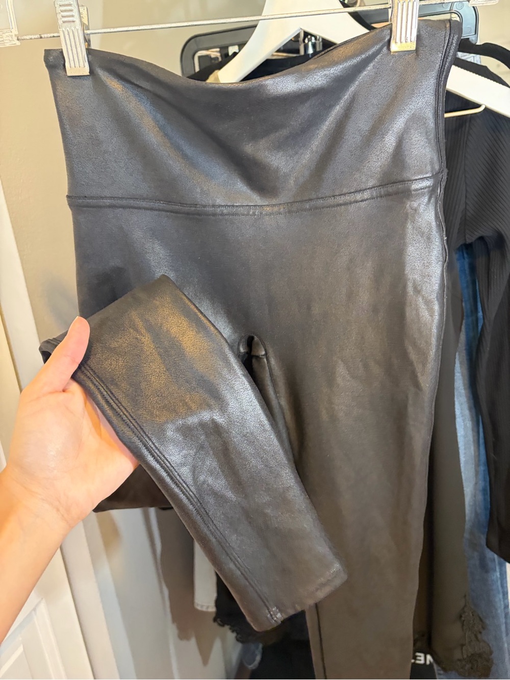 SPANX Black Sculpting Top with Red Brand Tag